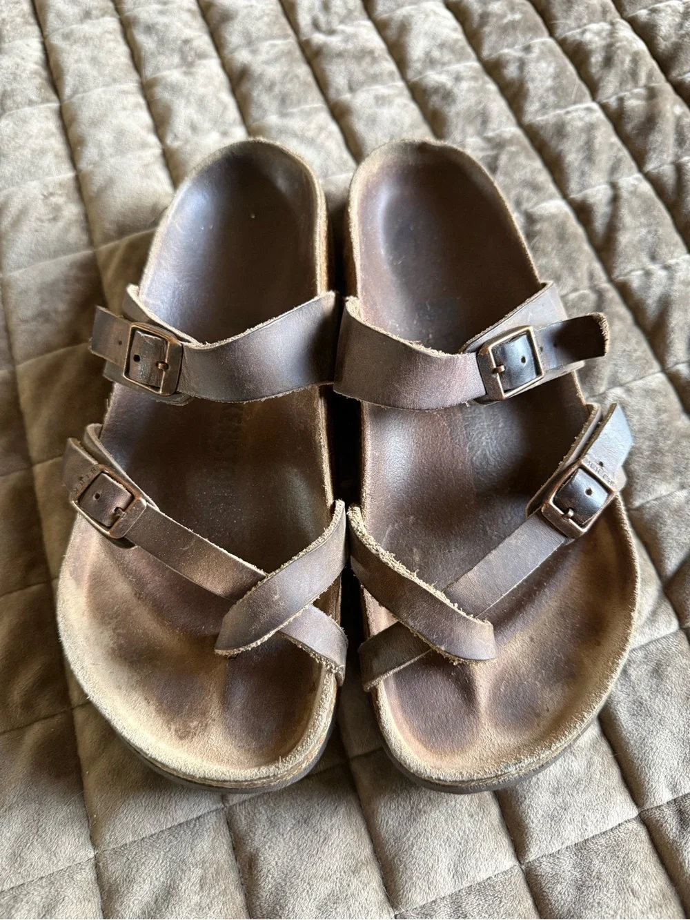 Birkenstock Mayari Brown Leather Double Strap Sandals Size 38